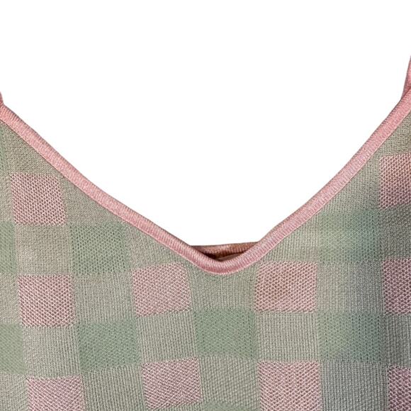 Zara Pink & Green Plaid Colorful Square Pattern Sleeveless Crop Top Women Sz S - Picture 5 of 7